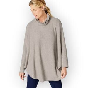 J.Jill PureJill OS Poncho Sweater Waffle Turtleneck Oversize Cowl-Neck
